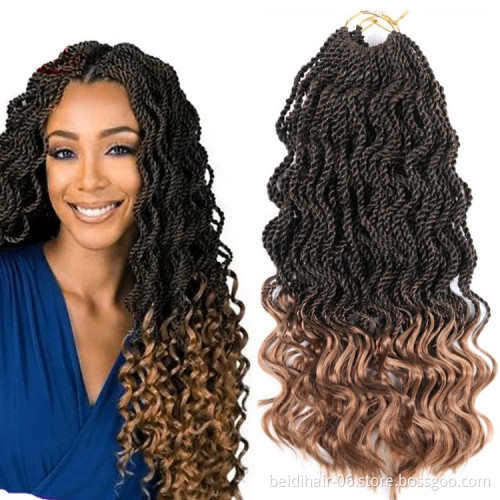Wavy Senegalese Twist Braids Crochet Hair with Loose Curl Ends Twisted Braid Hair Extension14inch 35 Strands